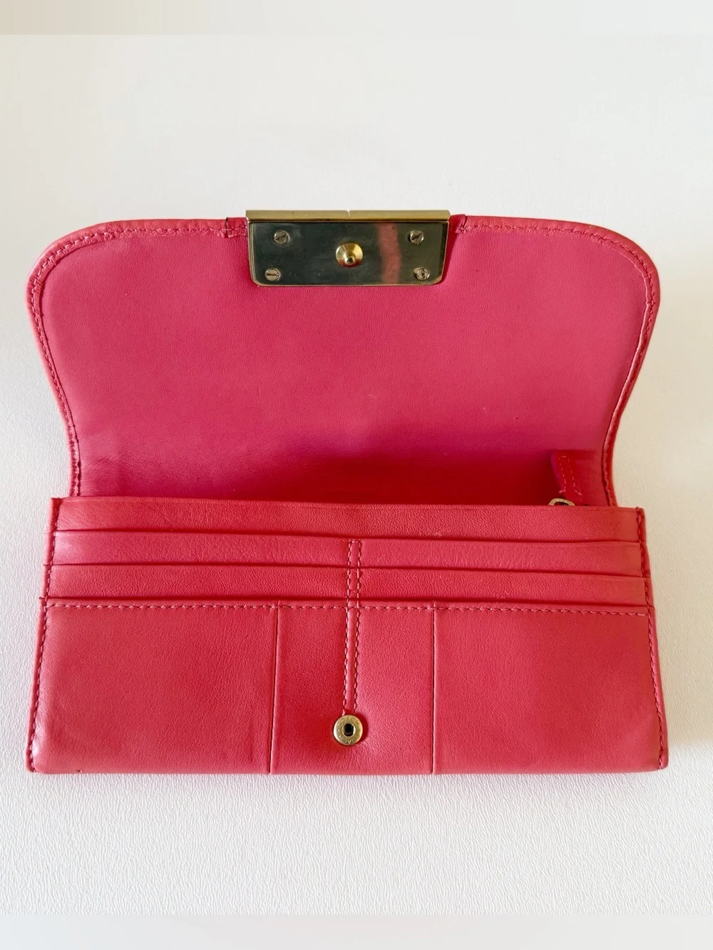 Coach Wallet Kristen Slim Envelope Leather Clutch Organizer Chic Classic Coral